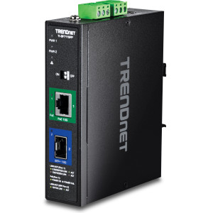 TRENDnet TI-BF711SFP Industrial 10-Gigabit SFP+ Media Converter, IP50, DIN rail or wall mount